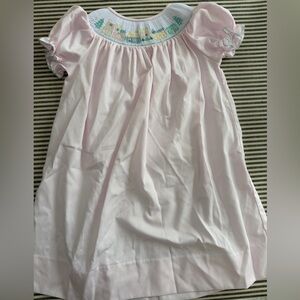 Luli & Me Light Pink girls Christmas dress with Embroidery